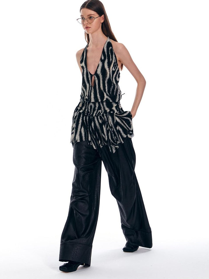 ALINNVSTUDIO Original Design Striped Halter Slim Fit Women No Padding Tank Tops