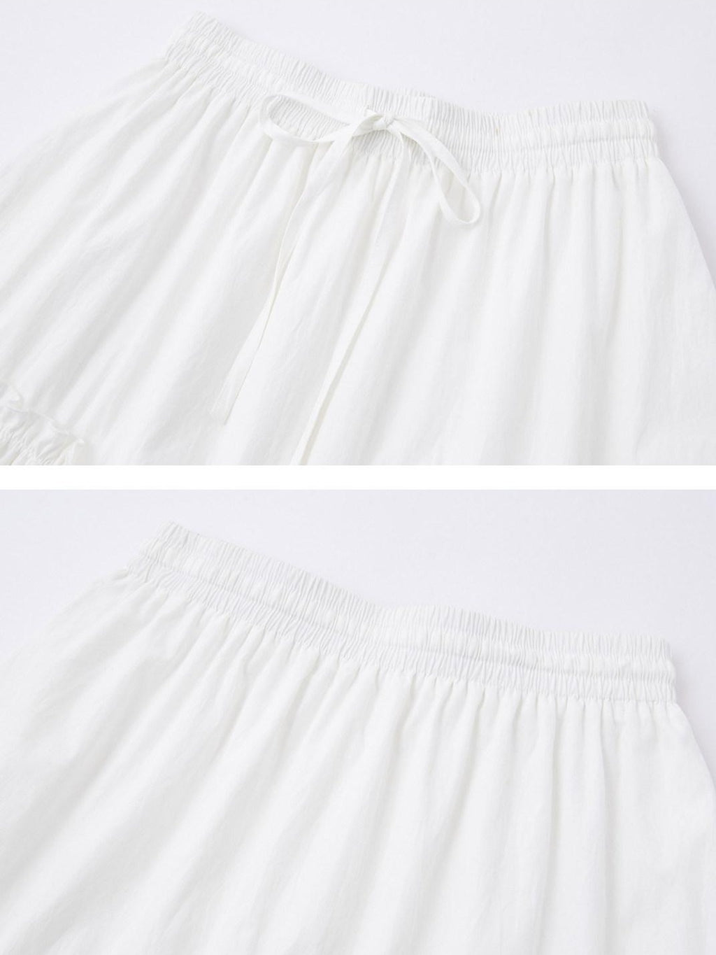 SOMESOWE High Waist French A Line Patch Detail Loose Fit Casual White Maxi Skirts