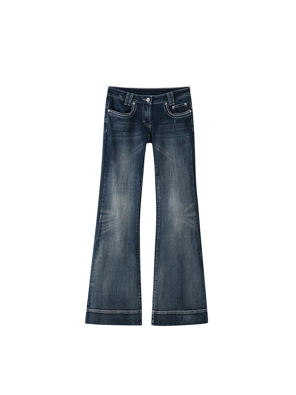 DeleteEx High Stretch Slim Low Rise Washed Dark Blue Women Mirror Dream Flared Jeans