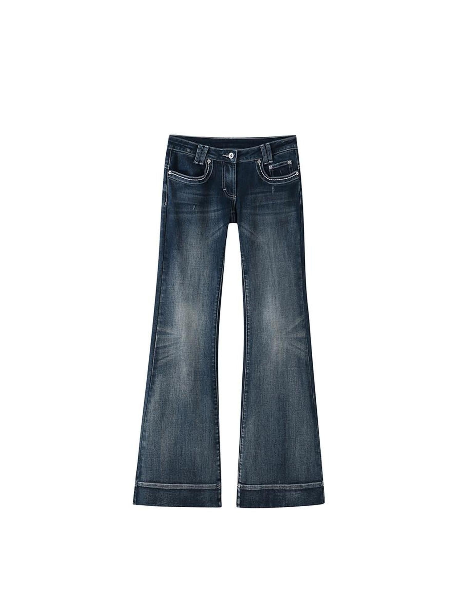 DeleteEx High Stretch Slim Low Rise Washed Dark Blue Women Mirror Dream Flared Jeans