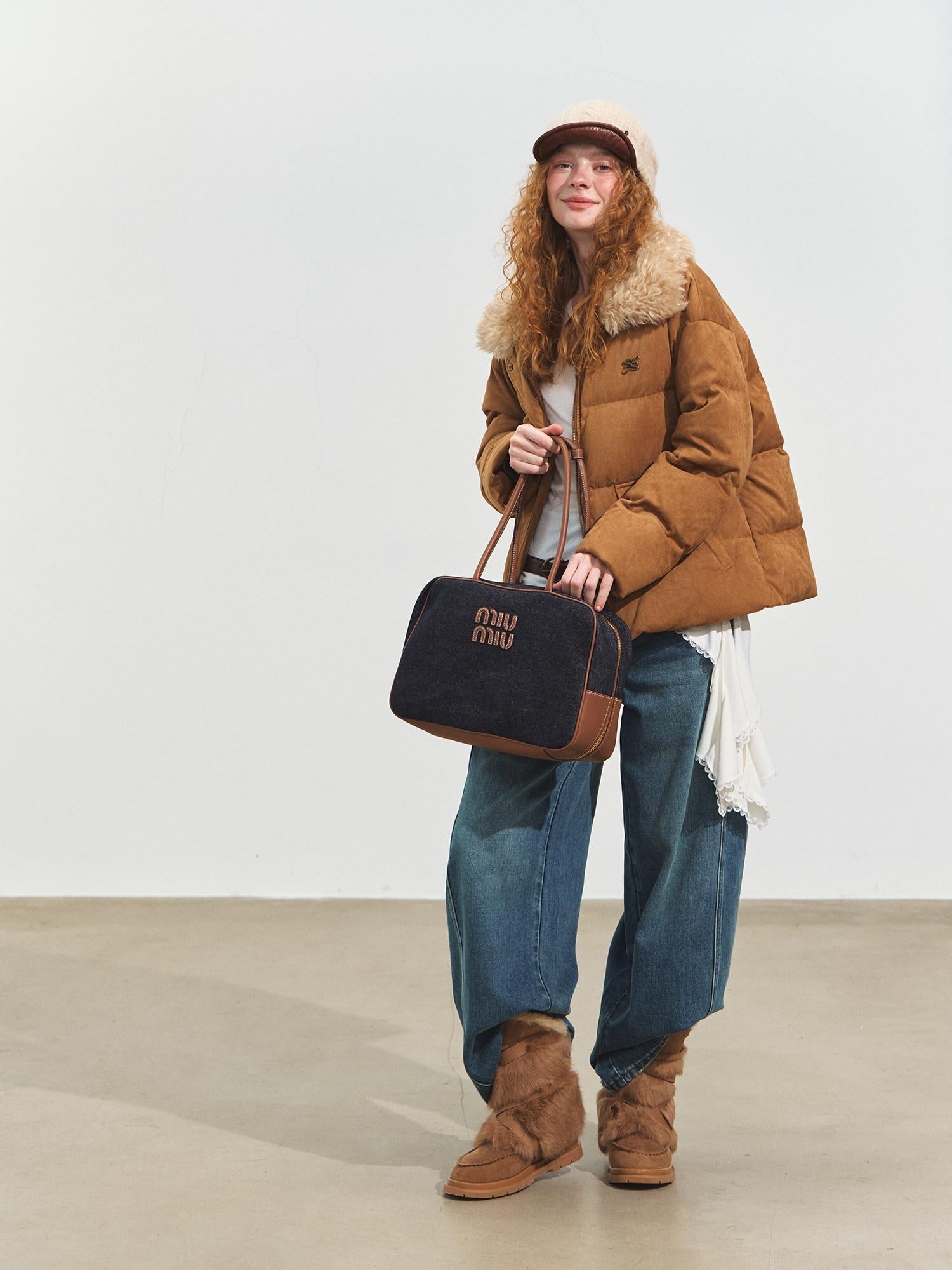 SOMESOWE 90 Percent White Duck Down Eco Minimal Commuter Relaxed Fit Camel Down Jackets