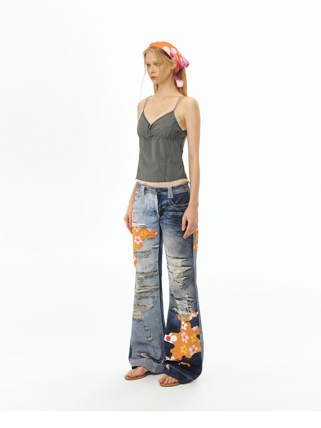 DeleteEx Stretch Cotton Denim Low Rise Micro Flare Casual Deep Blue Long Flared Jeans