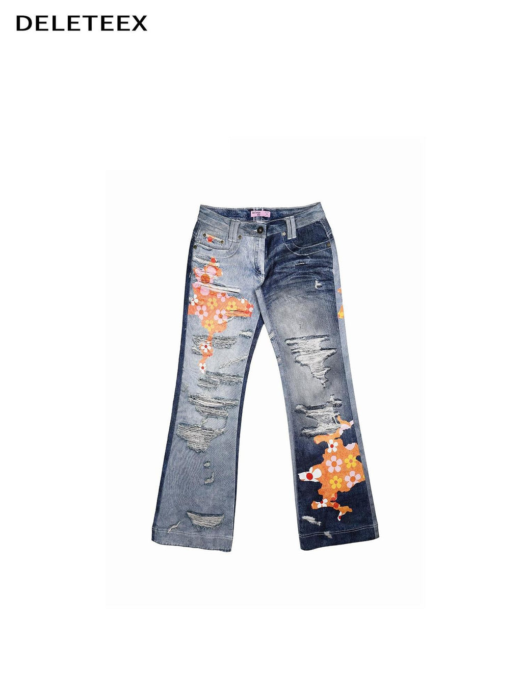 DeleteEx Stretch Cotton Denim Low Rise Micro Flare Casual Deep Blue Long Flared Jeans