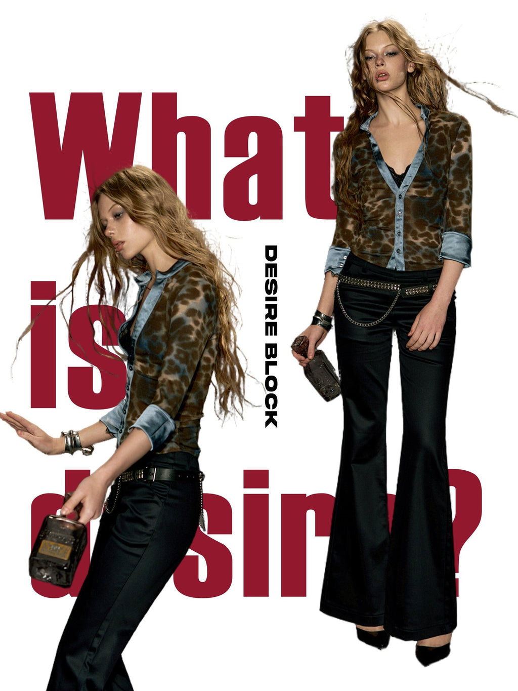 DeleteEx Stretch Polyester Leopard Print Round Neck Button Original Design Blouses