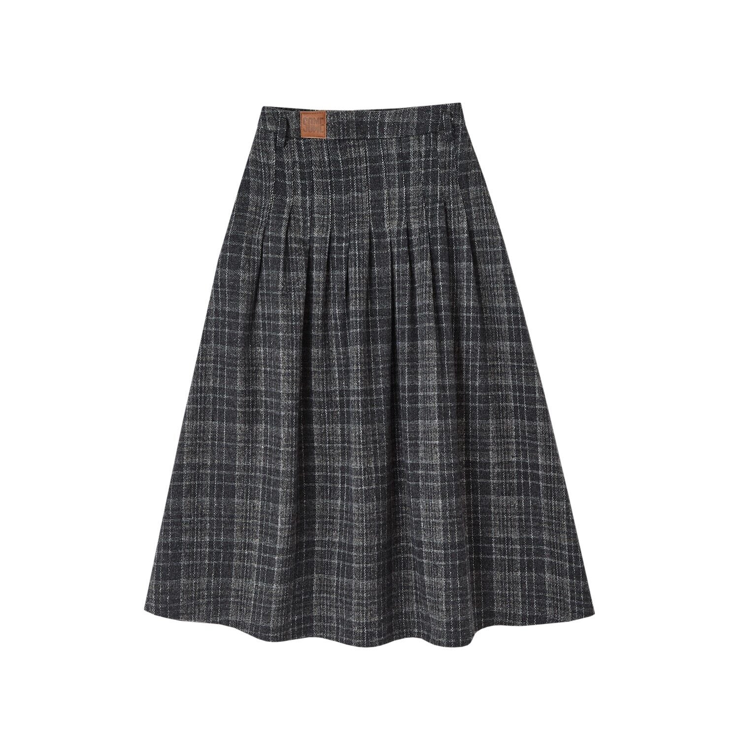 SOMESOWE_Plaid_Patchwork_Oversized_Jacket_Loose_Button_Front_Women_Top_&_Skirt_Sets_MISSTT