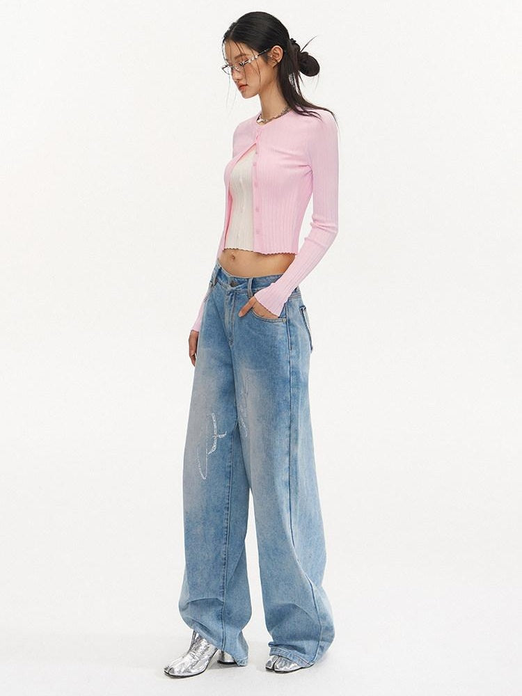 NAWSNOTAWEAR Slim Fit Colorblock Button Cardigan Faux Two Piece Women Long Sleeve Crop Tops