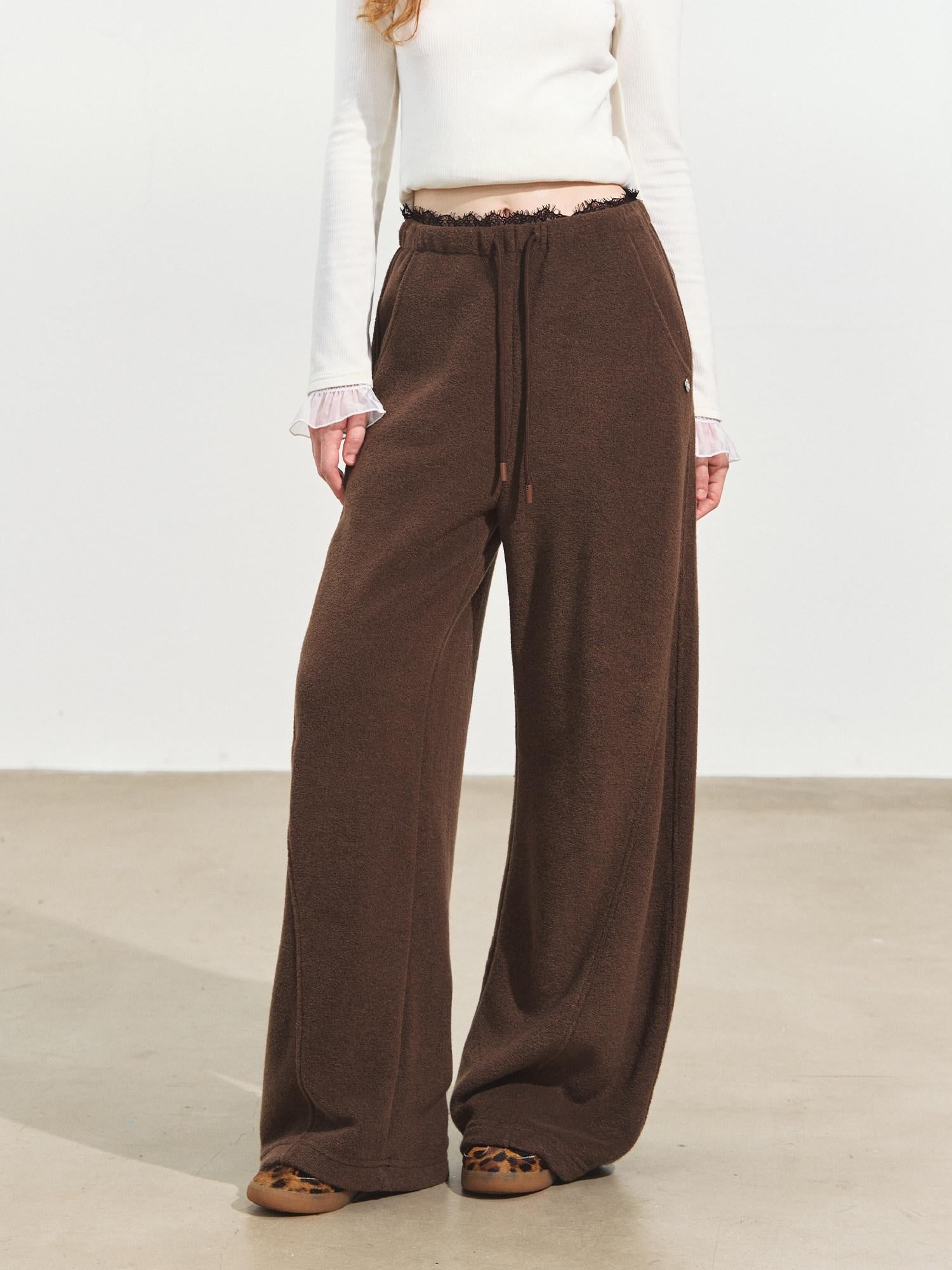 SOMESOWE Cropped Stand Collar Sweatshirt Loose Sexy Women Cream Pants Top & Pants Sets
