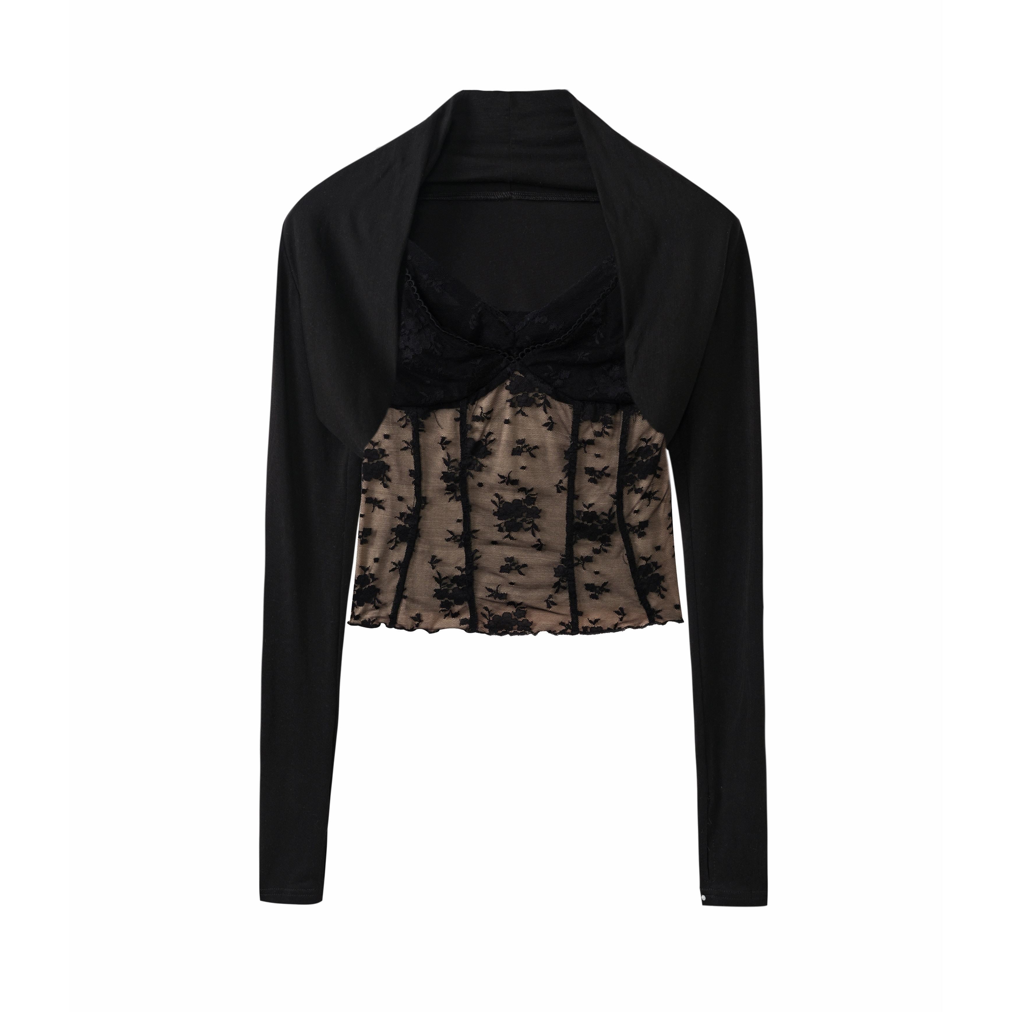 DeleteEx_Lace_Slim_Fit_Floral_Crop_Strappy_Women_Black_Long_Sleeve_T-Shirts_MISSTT