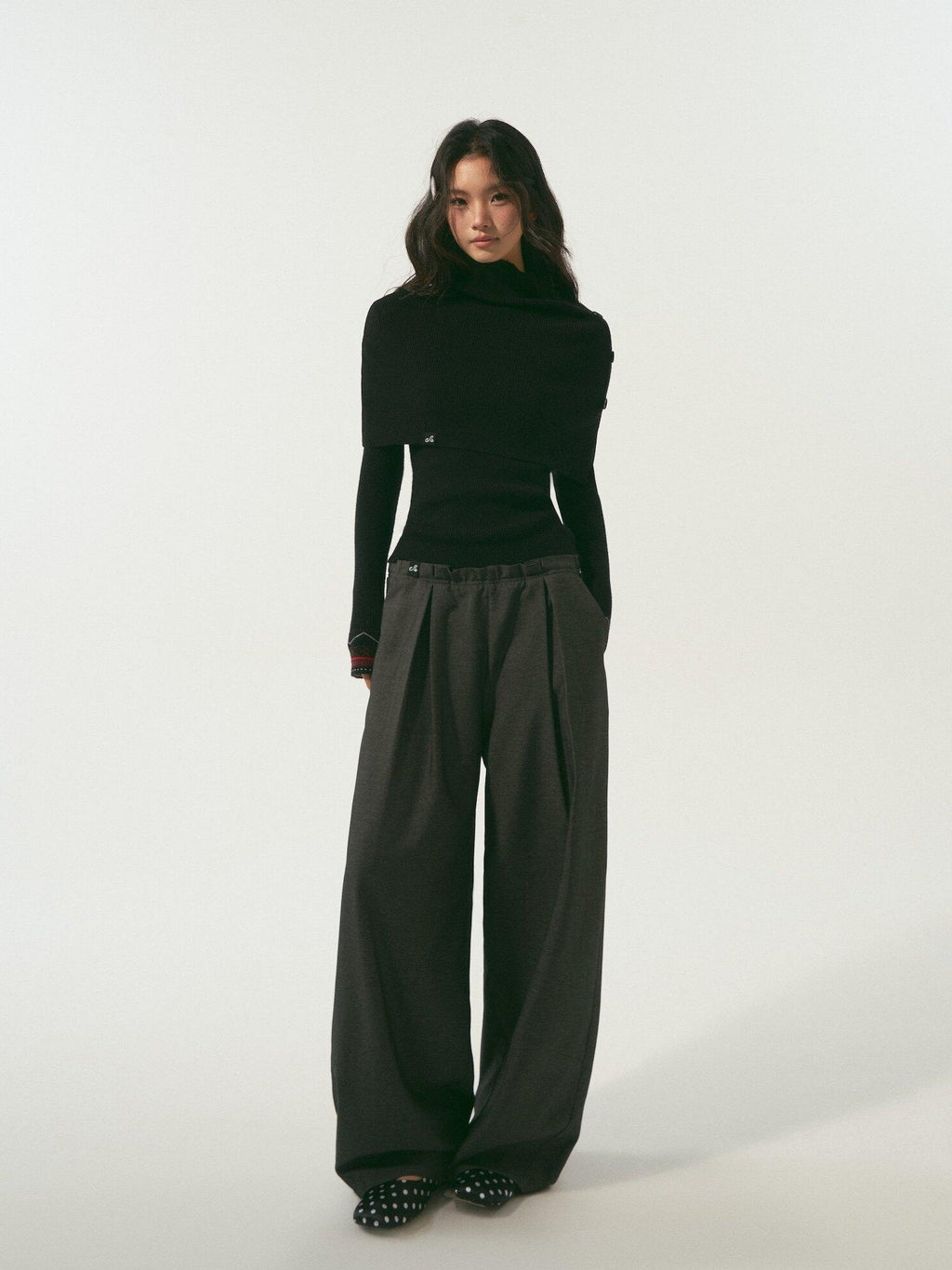 SOMESOWE Original Plaid Pocket Relaxed Curved Natural Waist Women Daily Grey Sweatpants