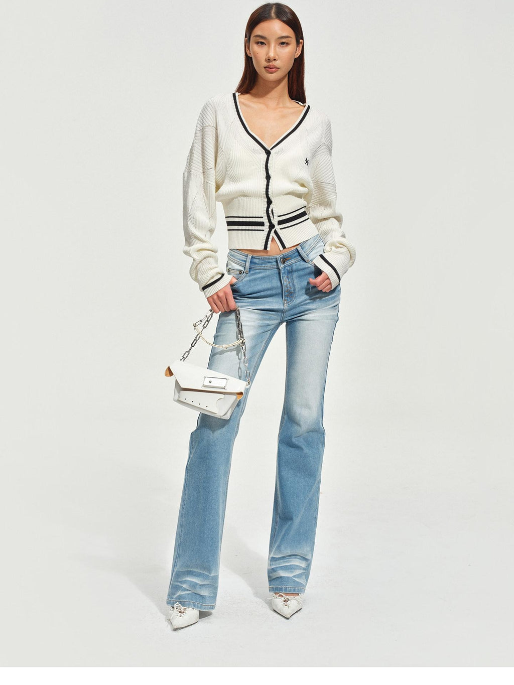 NAWSNOTAWEAR Lyocell Blend Soft Durable Contrast Stripe V-neck Casual Women Cardigans