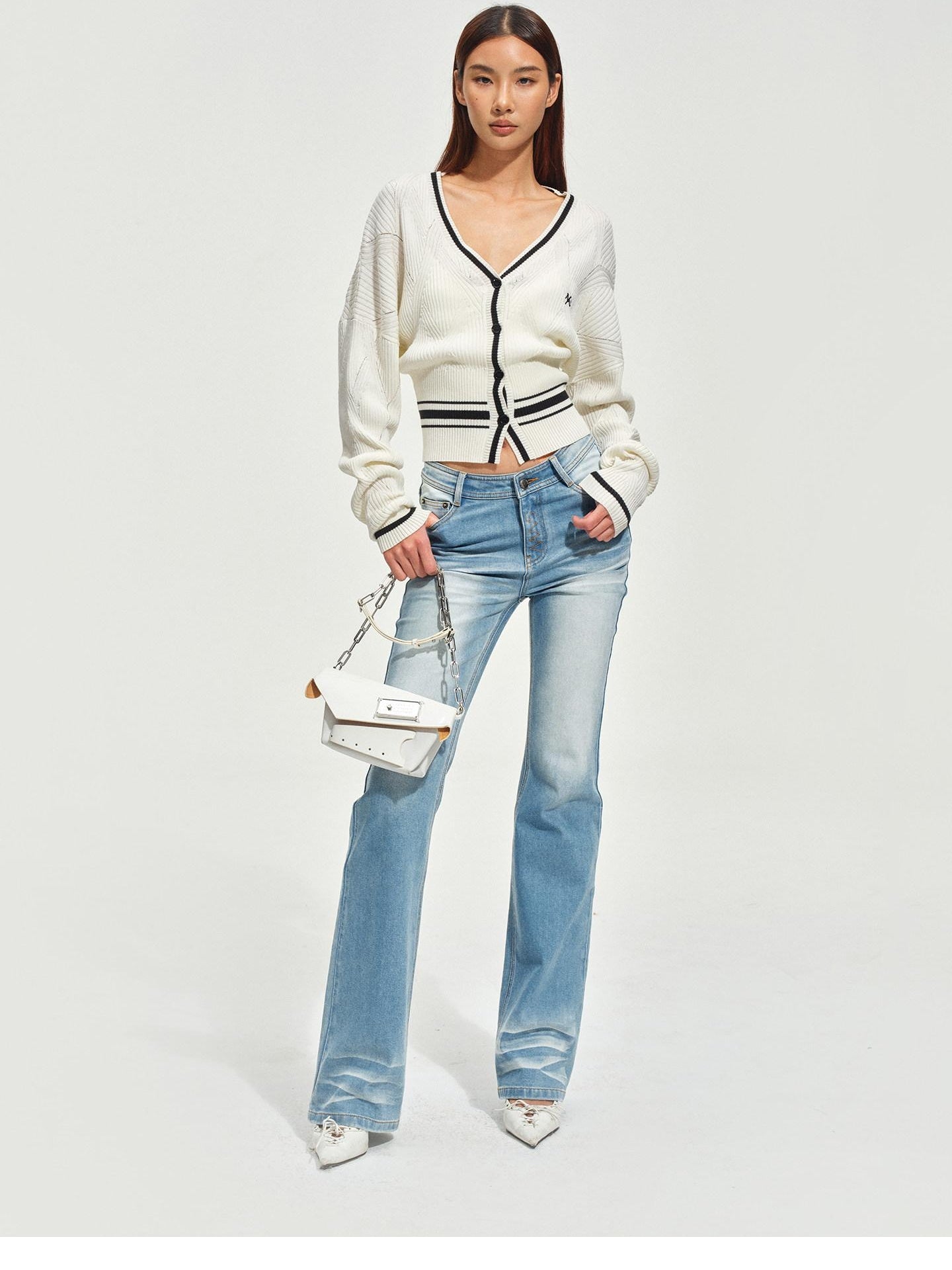 NAWSNOTAWEAR Lyocell Blend Soft Durable Contrast Stripe V-neck Casual Women Cardigans