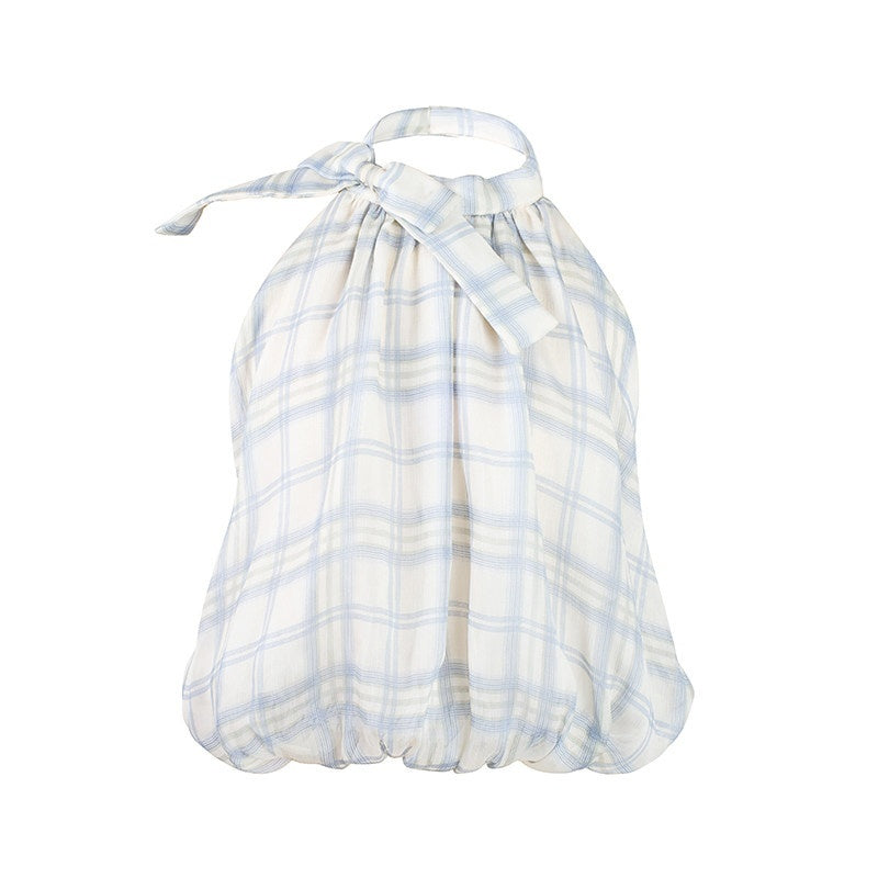 DeleteEx_Quick_Dry_100_Percent_Polyester_Plaid_Slim_Fit_Casual_Women_Tank_Tops_MISSTT