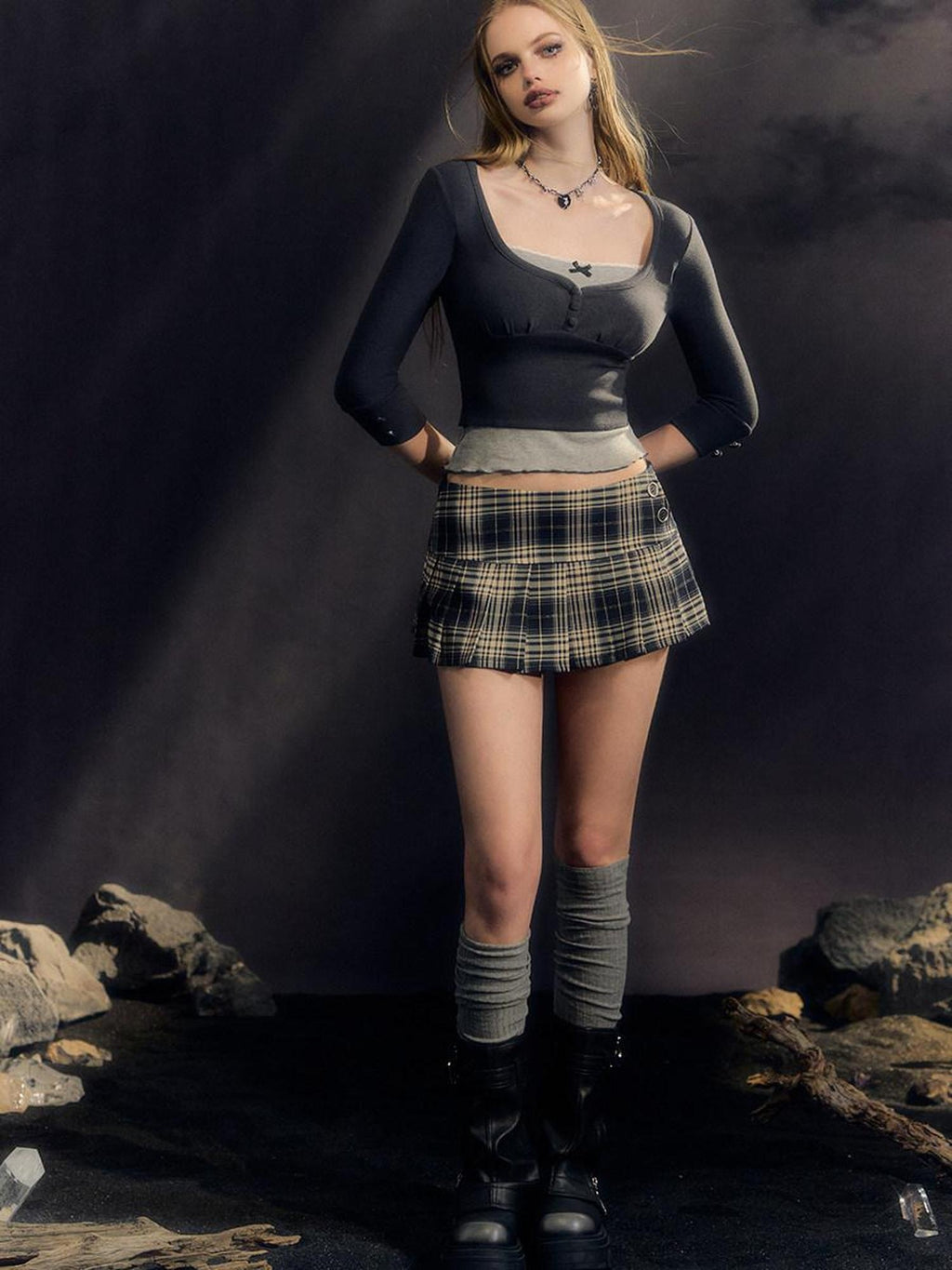 DeleteEx Stretch Plaid High Waist A Line Casual Schoolgirl Women Mini Skirts