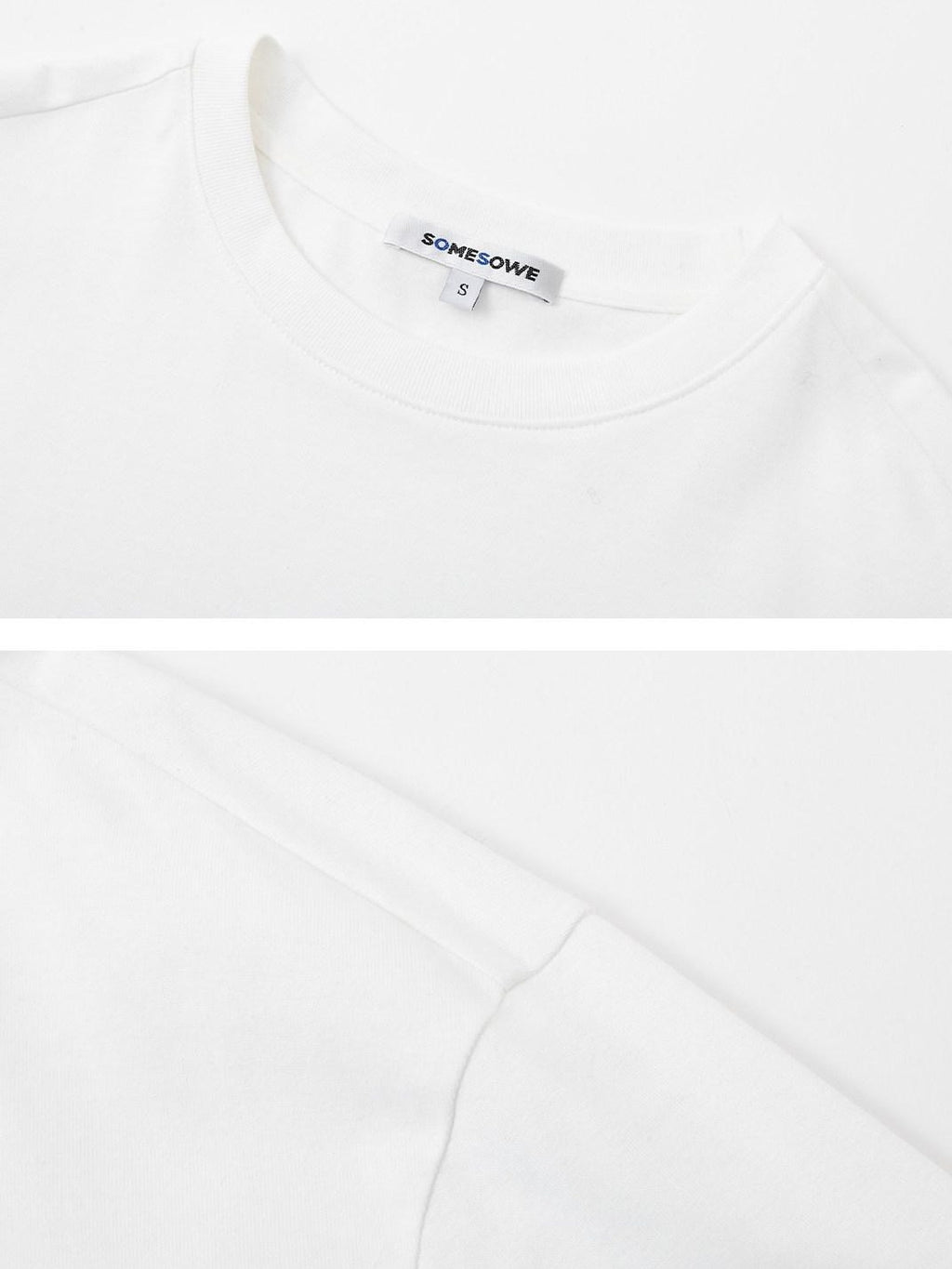 SOMESOWE Pu Spliced Details Loose Fit Office Workwear Women White Long Sleeve T-Shirts