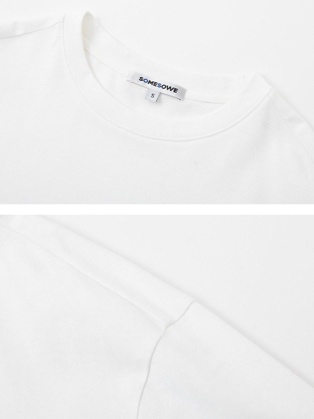 SOMESOWE Pu Spliced Details Loose Fit Office Workwear Women White Long Sleeve T-Shirts