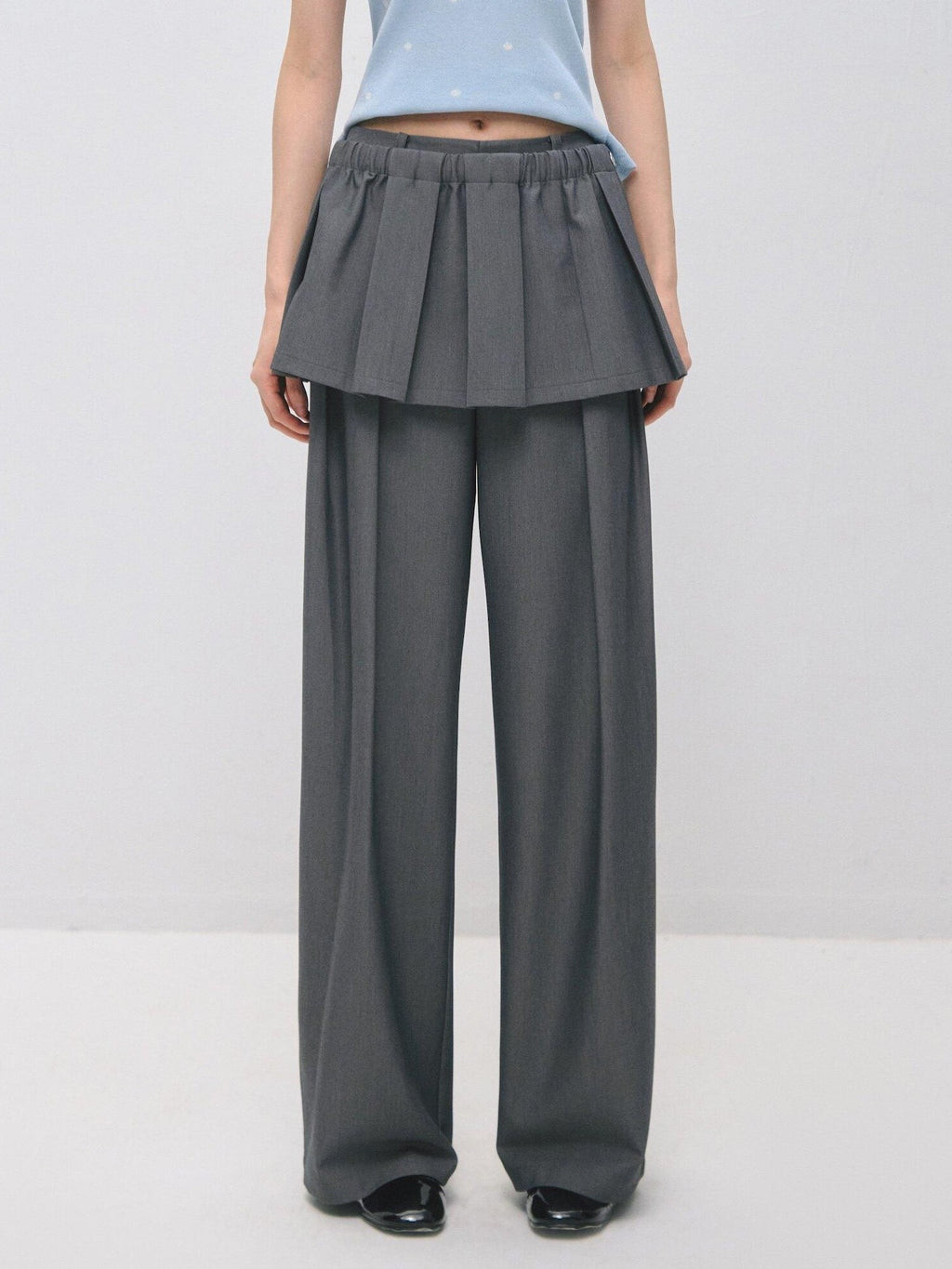 SOMESOWE Plaid Pockets Relaxed Natural Waist Elastic Women Polyester Blend Wide Leg Pants