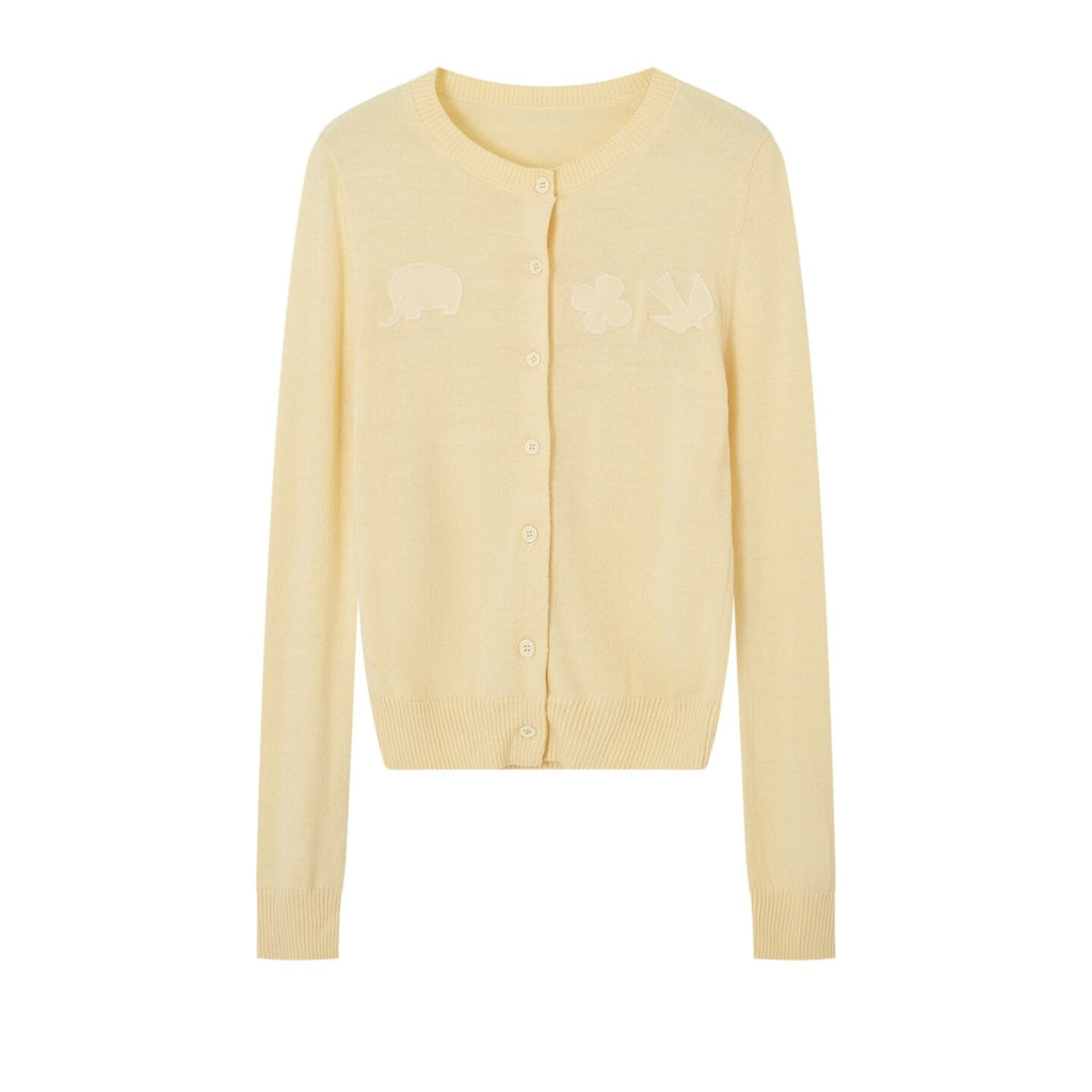 SOMESOWE_Minimal_Button_Animal_Applique_Regular_Fit_Women_Knit_Round_Neck_Cardigans_MISSTT