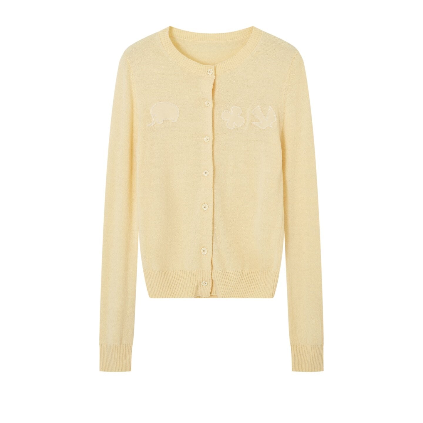 SOMESOWE_Minimal_Button_Animal_Applique_Regular_Fit_Women_Knit_Round_Neck_Cardigans_MISSTT