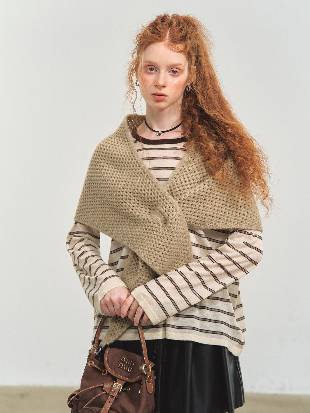 SOMESOWE Acrylic Knit Casual Slim Fit Striped Crew Neck Women Long Sleeve T-Shirts