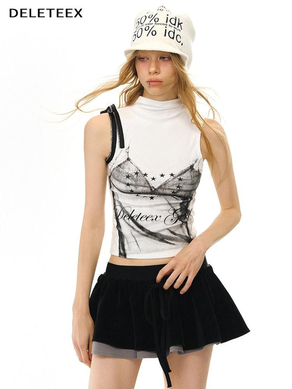 DeleteEx Original Slim Fit Halter Neck Women Cotton Stretch No Padding White Tank Tops