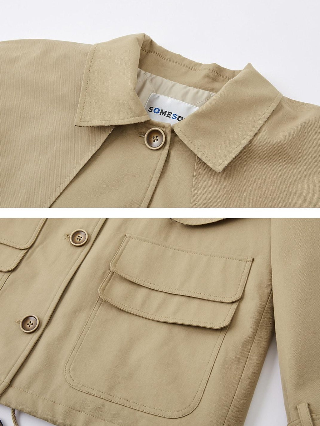 SOMESOWE Cotton Lyocell Lined Loose Casual Shirt Collar Button Trench Coats