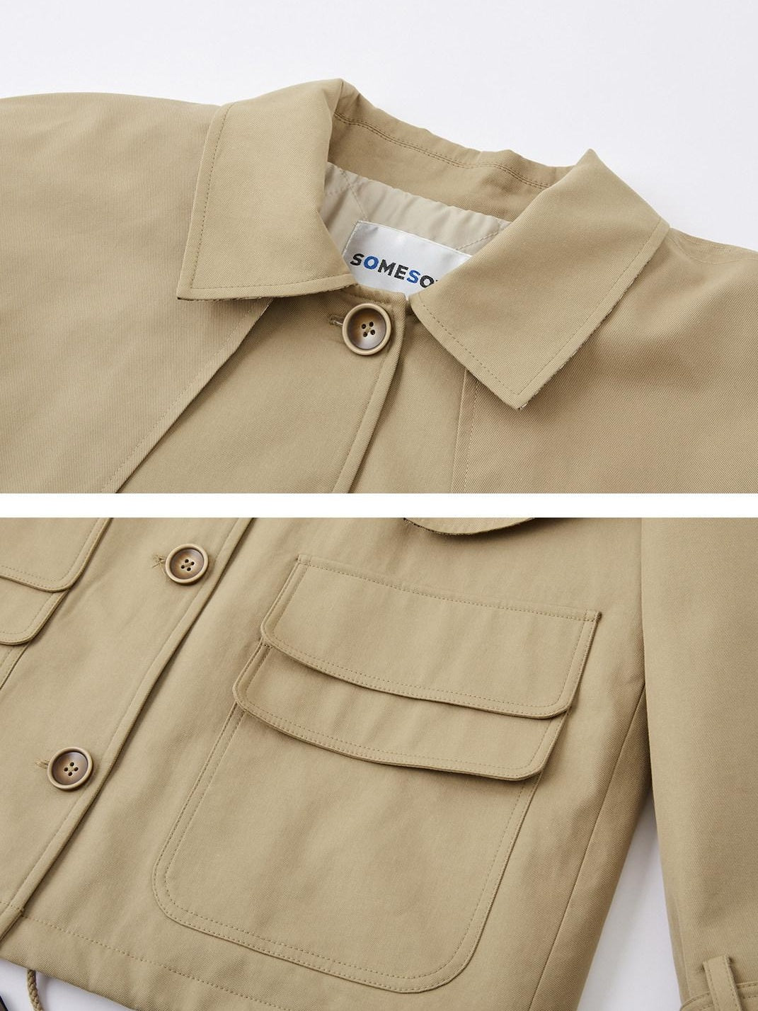 SOMESOWE Cotton Lyocell Lined Loose Casual Shirt Collar Button Trench Coats