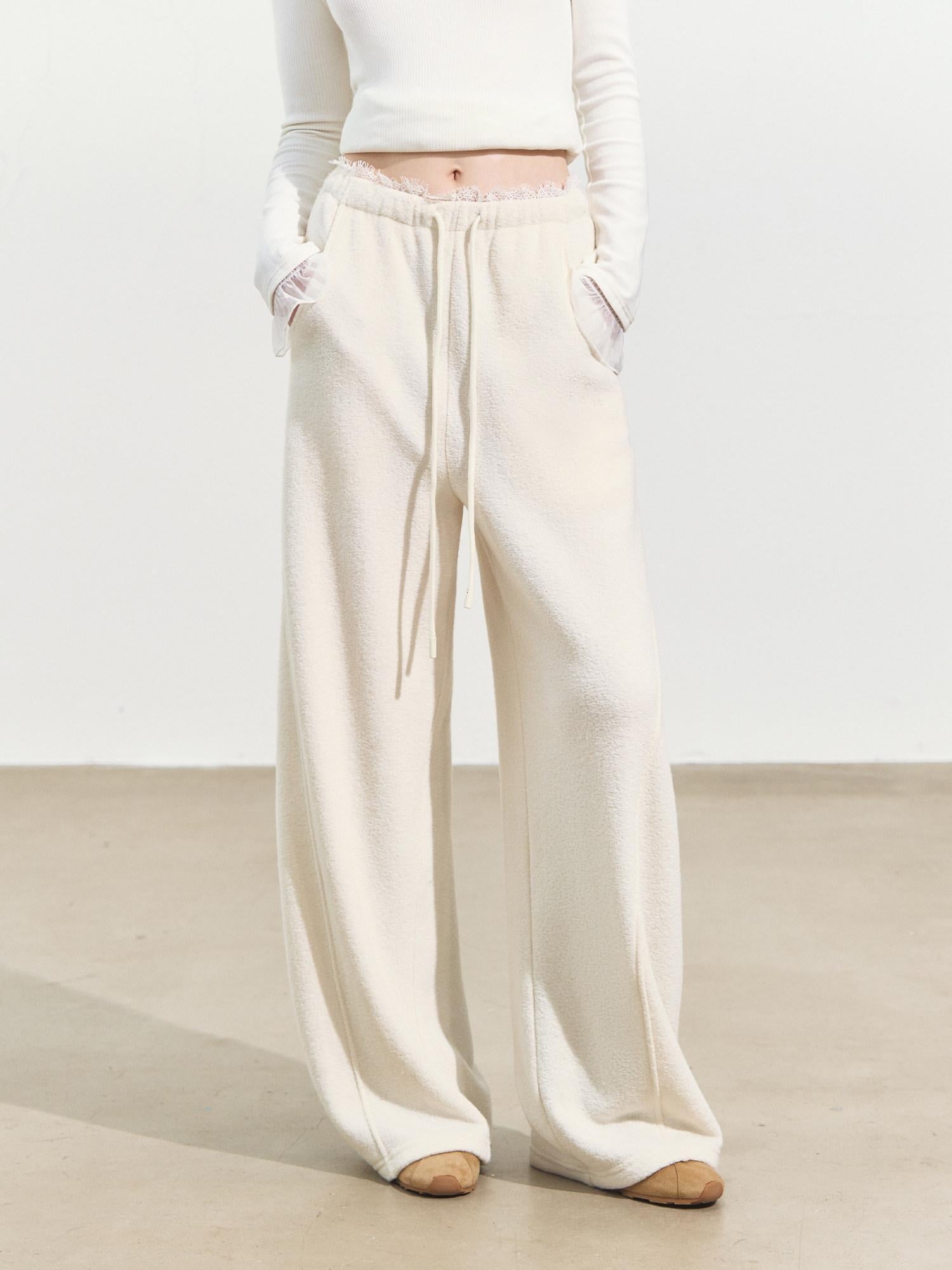SOMESOWE Cropped Stand Collar Sweatshirt Loose Sexy Women Cream Pants Top & Pants Sets