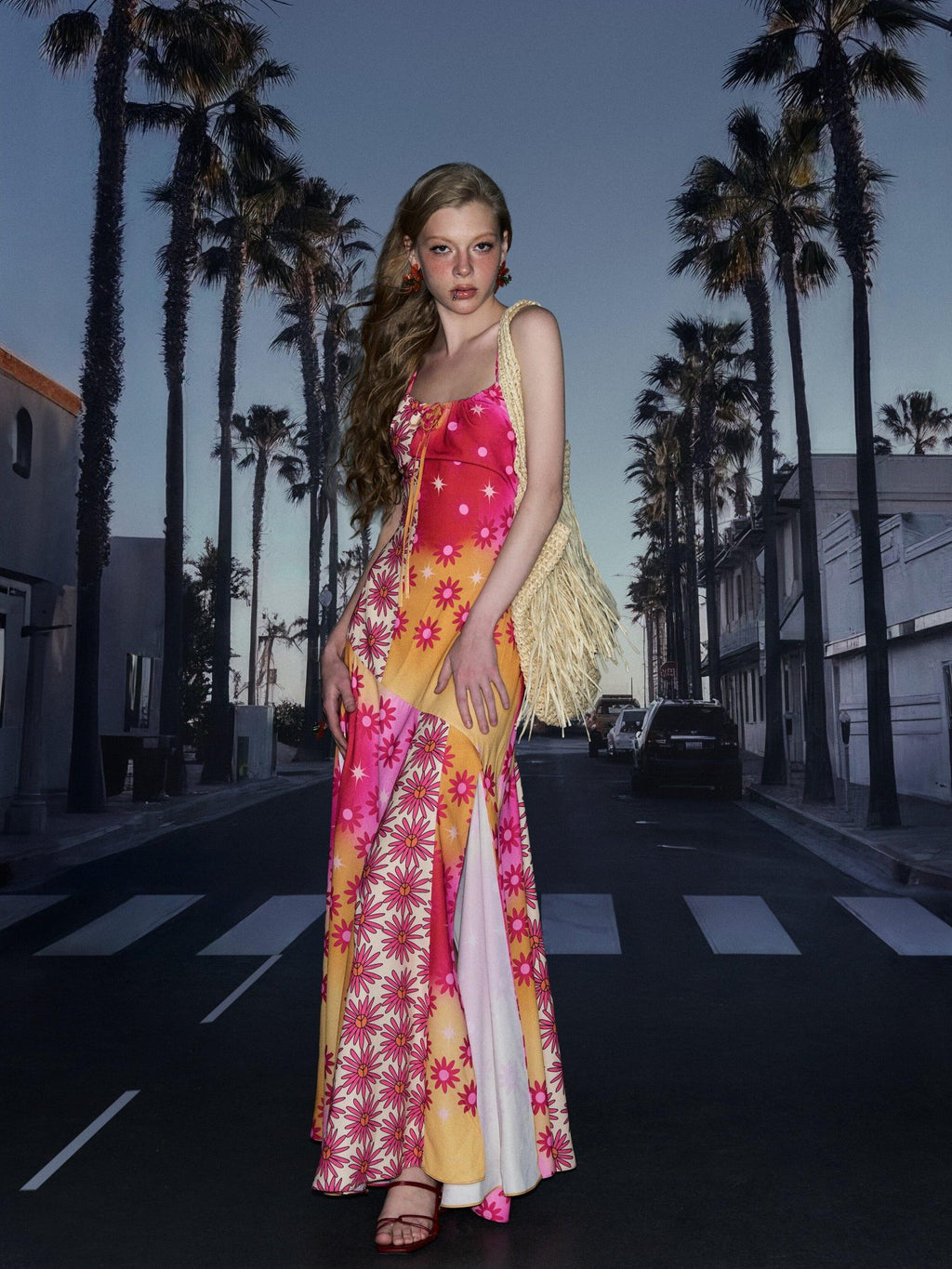 DeleteEx Romantic Pink Floral Flowy Lightweight Polyester Women S M Maxi Dresses
