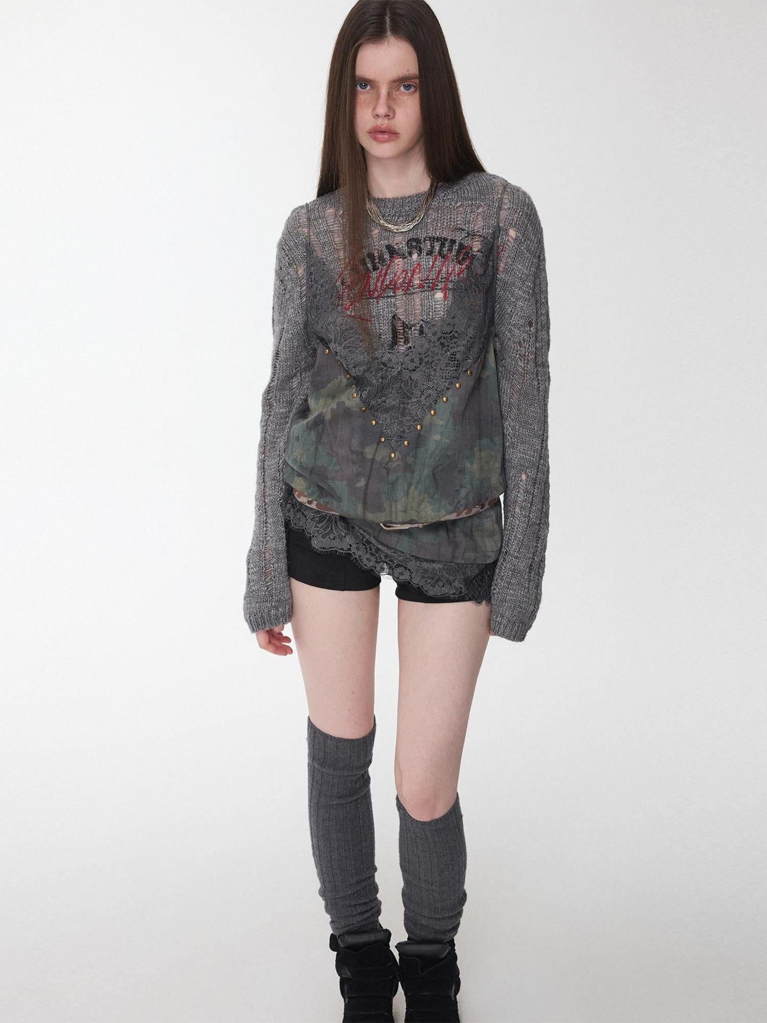 1JINN STUDIO Lightweight Lyocell Lace V-neck Casual Camouflage Women Camisoles
