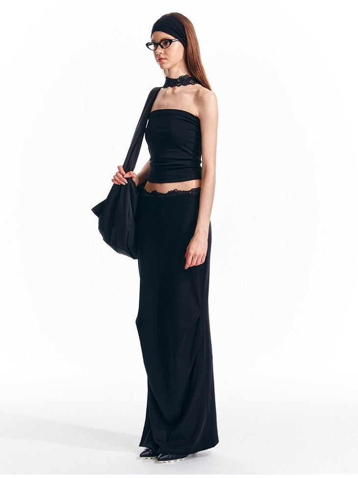 ALINNVSTUDIO Original Design Slim Fit Cotton Halter Short Solid Color Women Chic Tube Tops