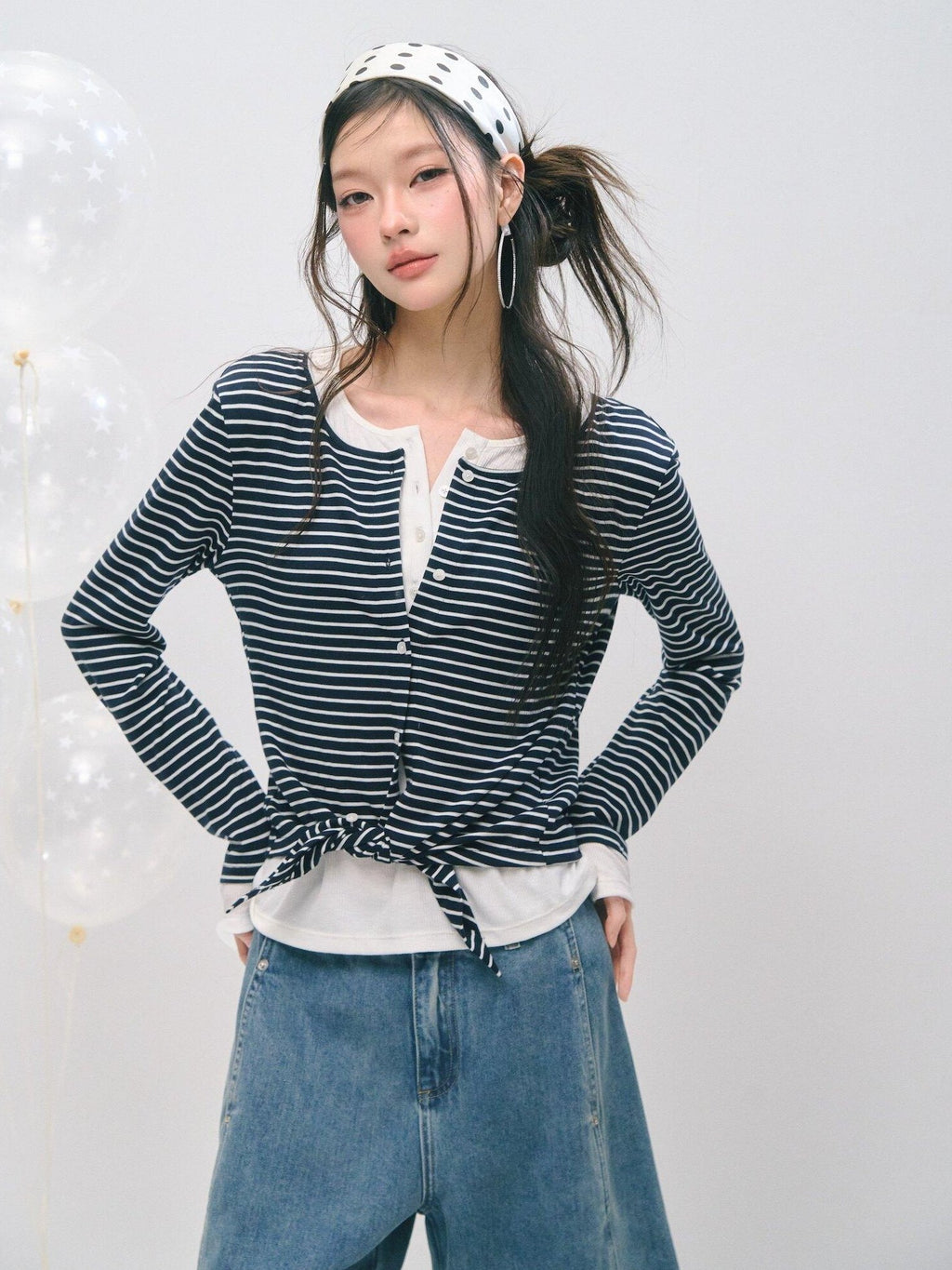 SOMESOWE Soft Lyocell Wool Blend Casual Loose Layered Striped Women Long Sleeve T-Shirts