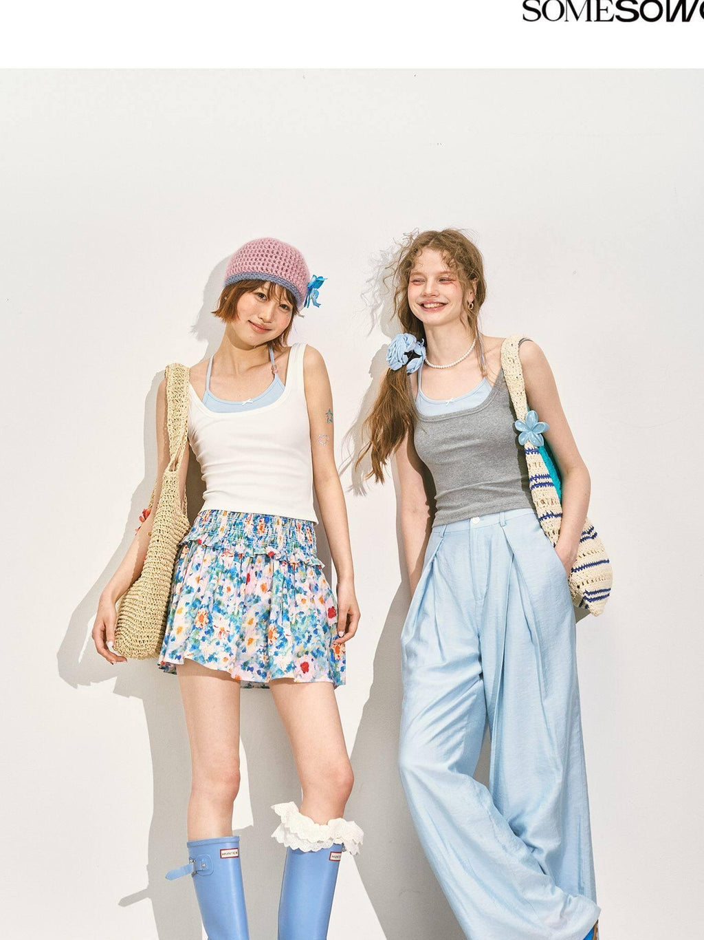 SOMESOWE Pleated Natural Waist Button Fly Women Regenerated Cellulose Straight Pants