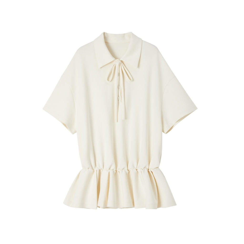 SOMESOWE_Cotton_Blend_Minimal_Tie_A_Line_Tee_Office_Beige_Mini_Dresses_MISSTT