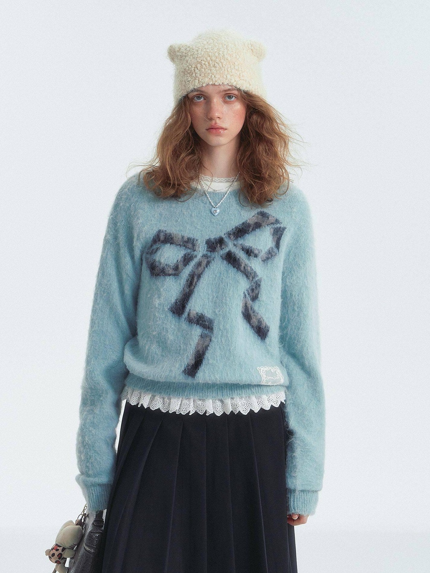 SOMESOWE Floral Knit Pullover Loose Fit Street Style Unisex Knitwear Sweaters