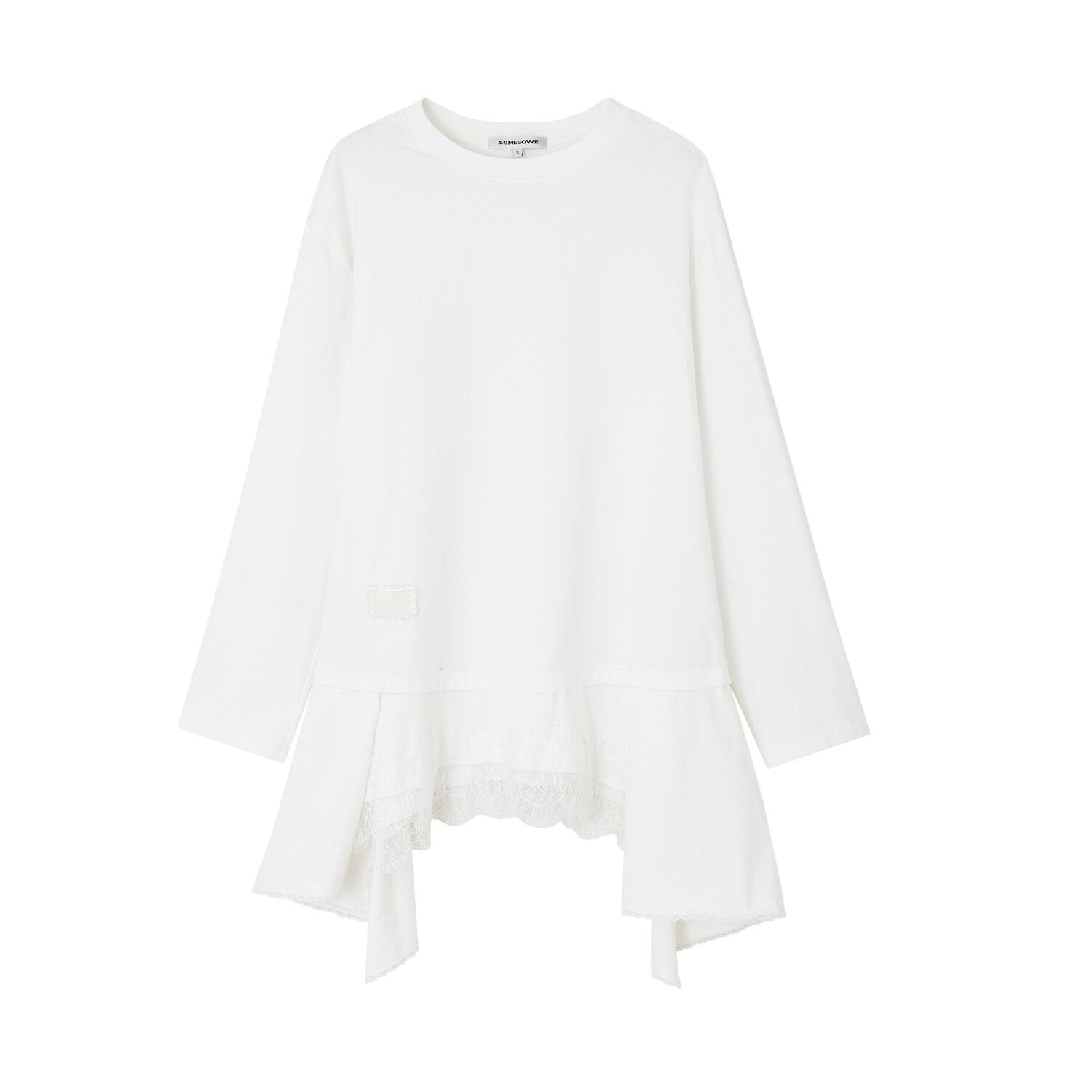 SOMESOWE_Pu_Spliced_Details_Loose_Fit_Office_Workwear_Women_White_Long_Sleeve_T-Shirts_MISSTT