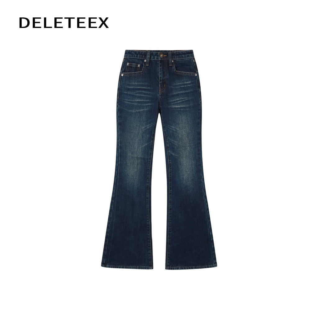 DeleteEx_Washed_Slim_Low_Rise_Slight_Stretch_Sexy_Girl_Dark_Blue_Flared_Jeans_MISSTT
