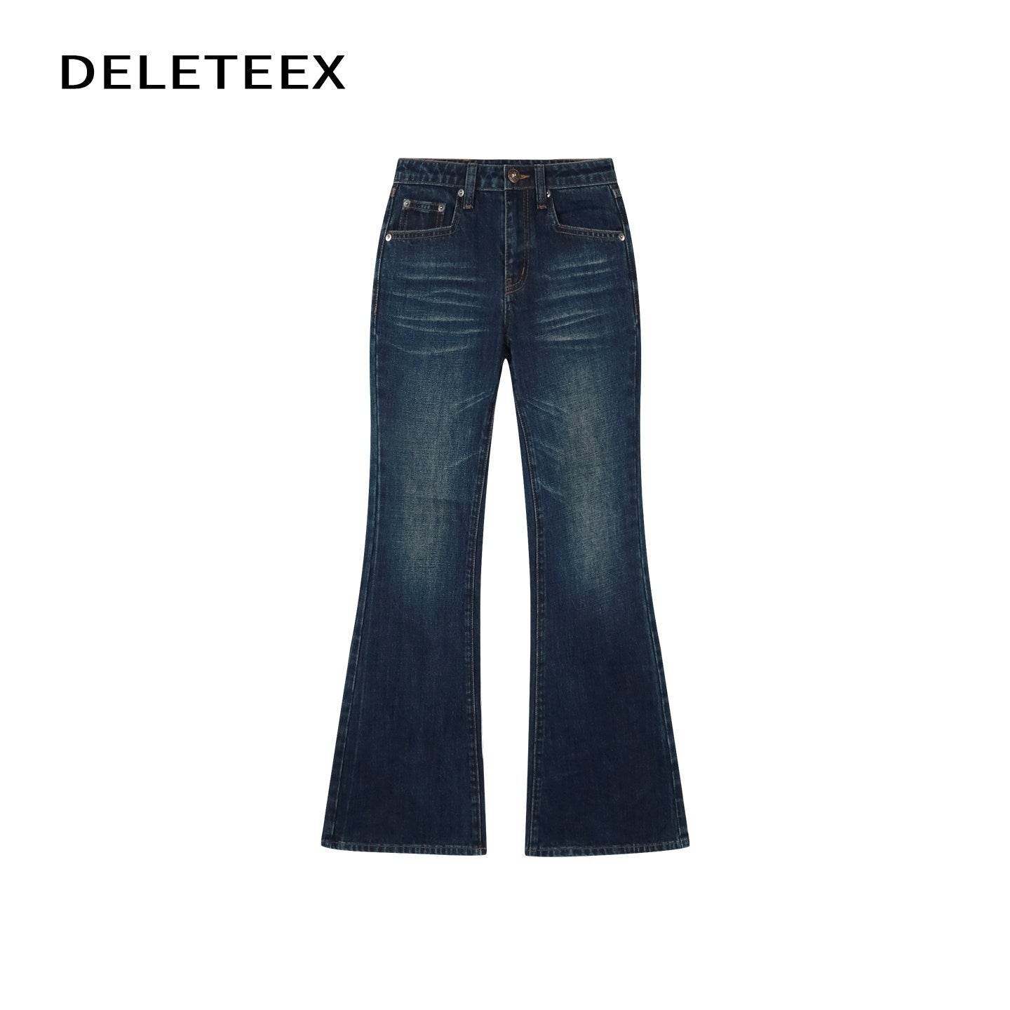 DeleteEx_Washed_Slim_Low_Rise_Slight_Stretch_Sexy_Girl_Dark_Blue_Flared_Jeans_MISSTT