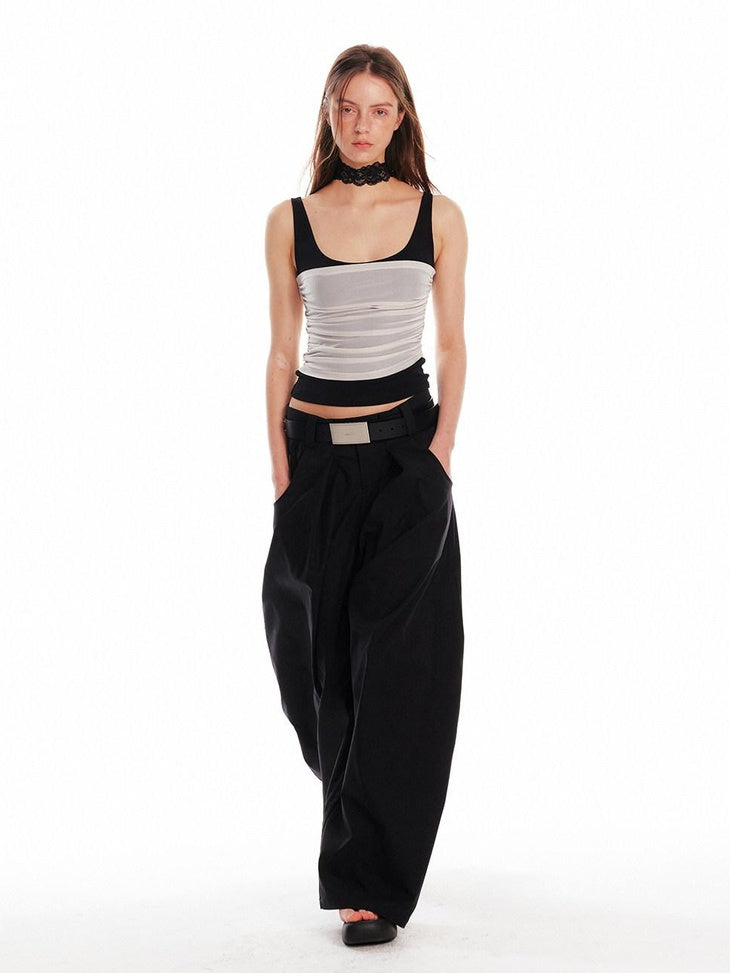 ALINNVSTUDIO Patchwork Original Design Slim Fit Cropped Pullover Women Solid Tank Tops