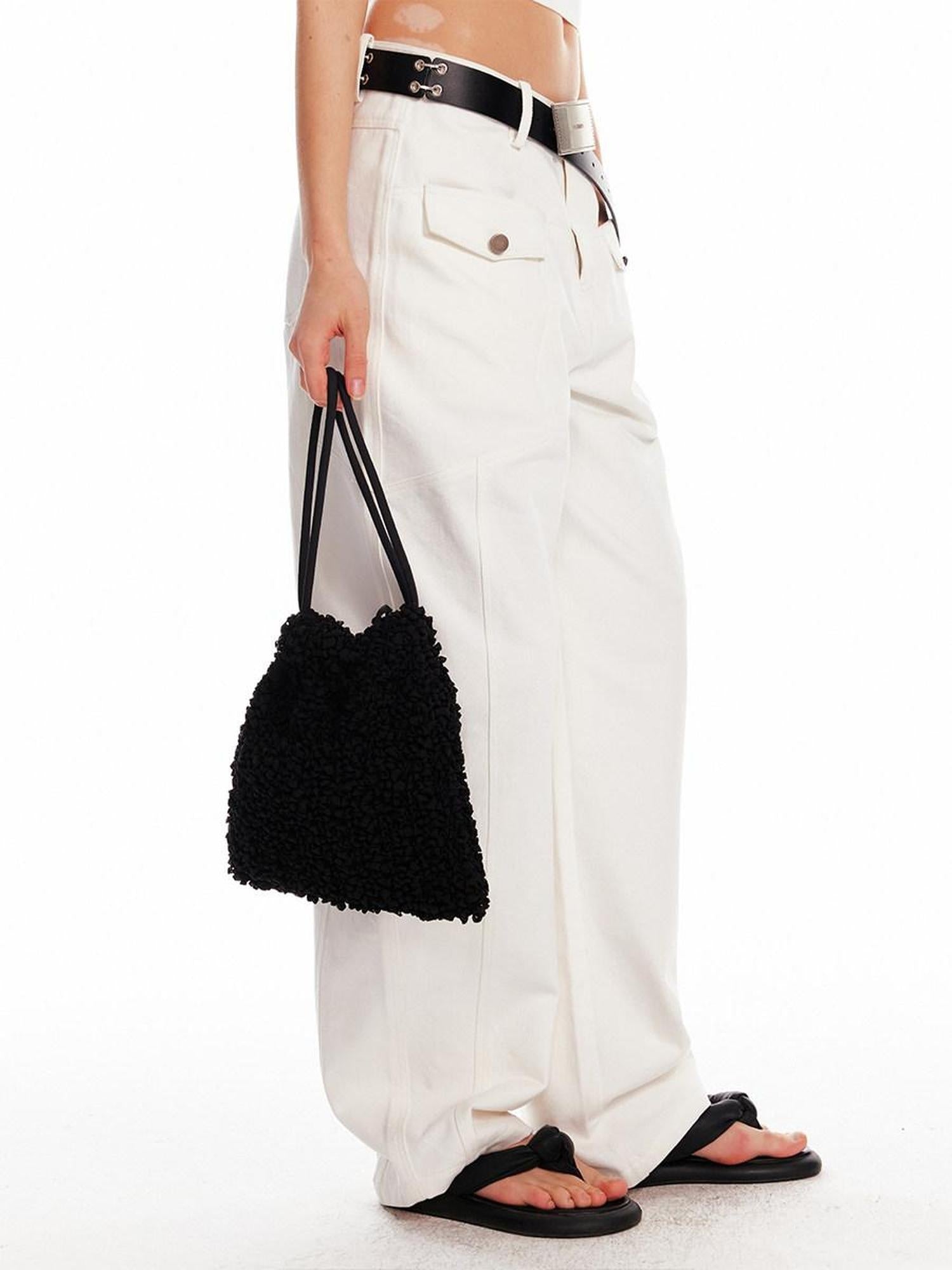 ALINNVSTUDIO Polyester Elegant Commuter Topstitched Youth Casual Black Handbag Bags