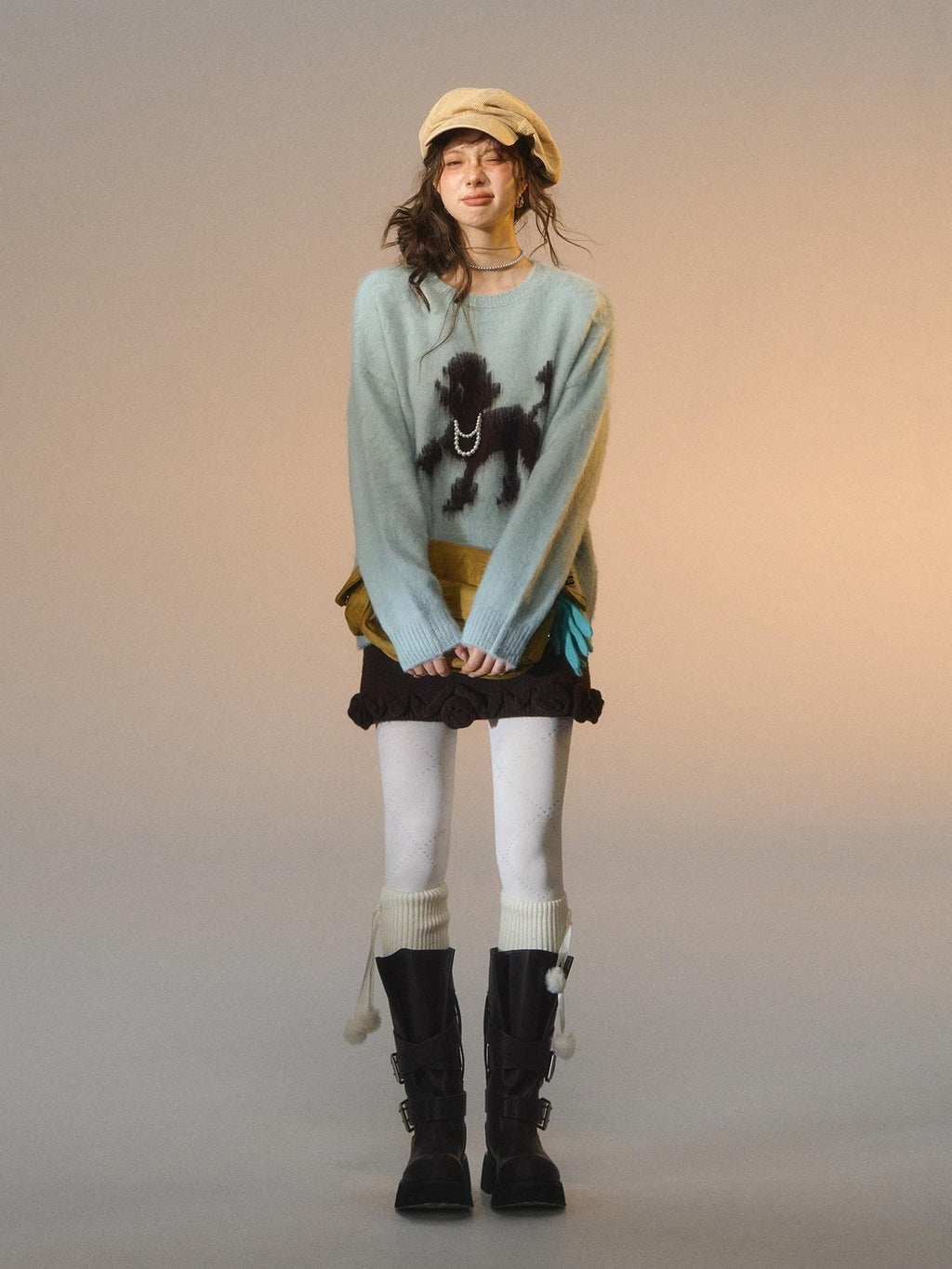 SOMESOWE Casual Two Piece Look Contrast Trim Tie Front Cardigan Women Sweaters