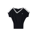 NAWSNOTAWEAR_Lyocell_Colorblock_Collegiate_Women_Black_Short_Sleeve_T-Shirts_MISSTT