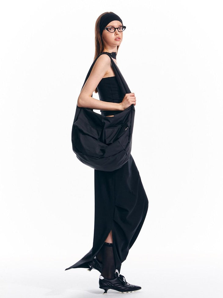ALINNVSTUDIO Lace Knit Mid Waist Bodycon Slim Fit Youthful Black Grey Maxi Skirts
