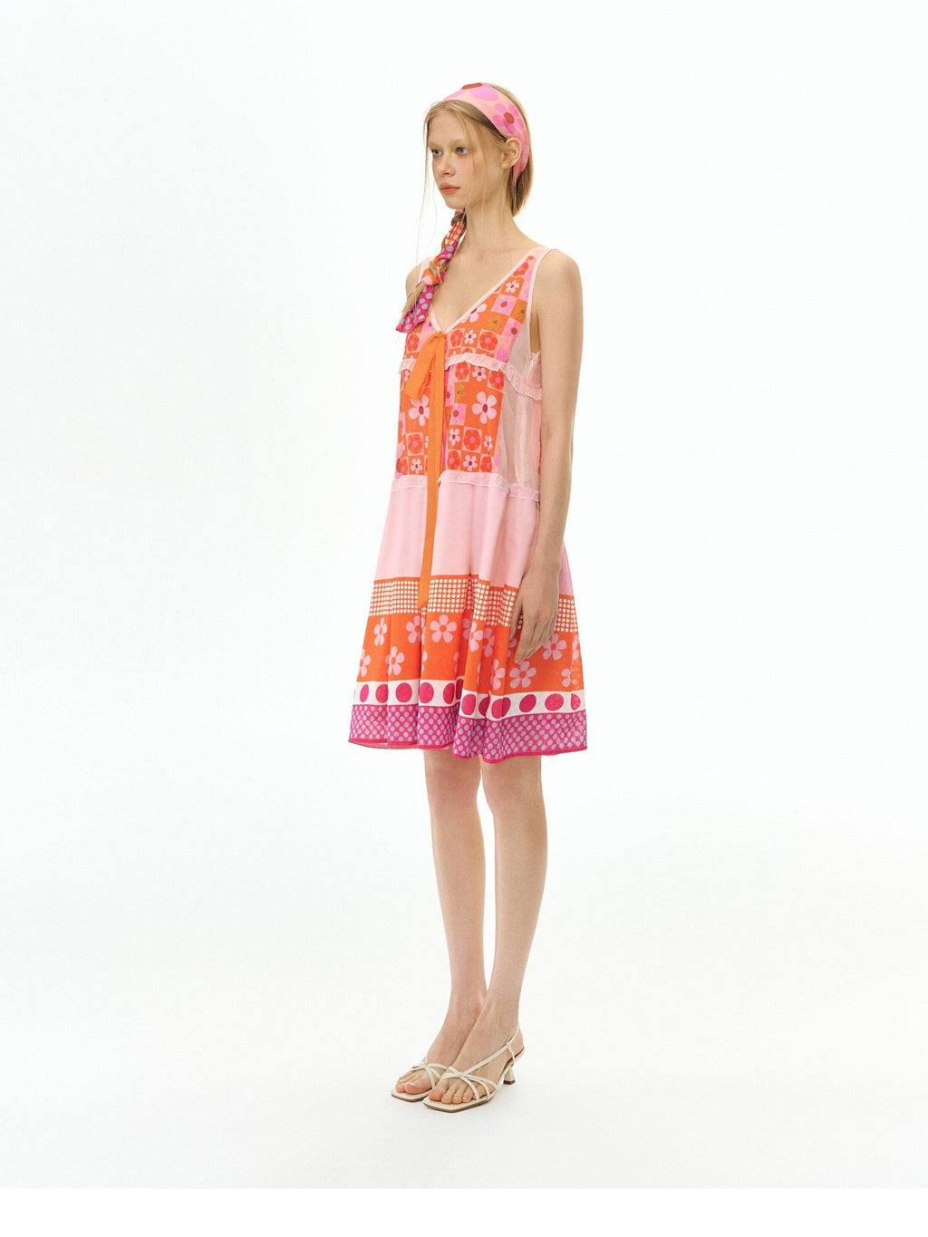 DeleteEx Vibrant Orange Red Floral Print A Line S M L Sizes Women Casual Mini Dresses