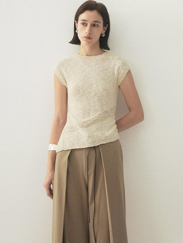 someonesometimes High Waist Stretch Belt Detail Minimalist Polyester Blend Women Wide Leg Pants