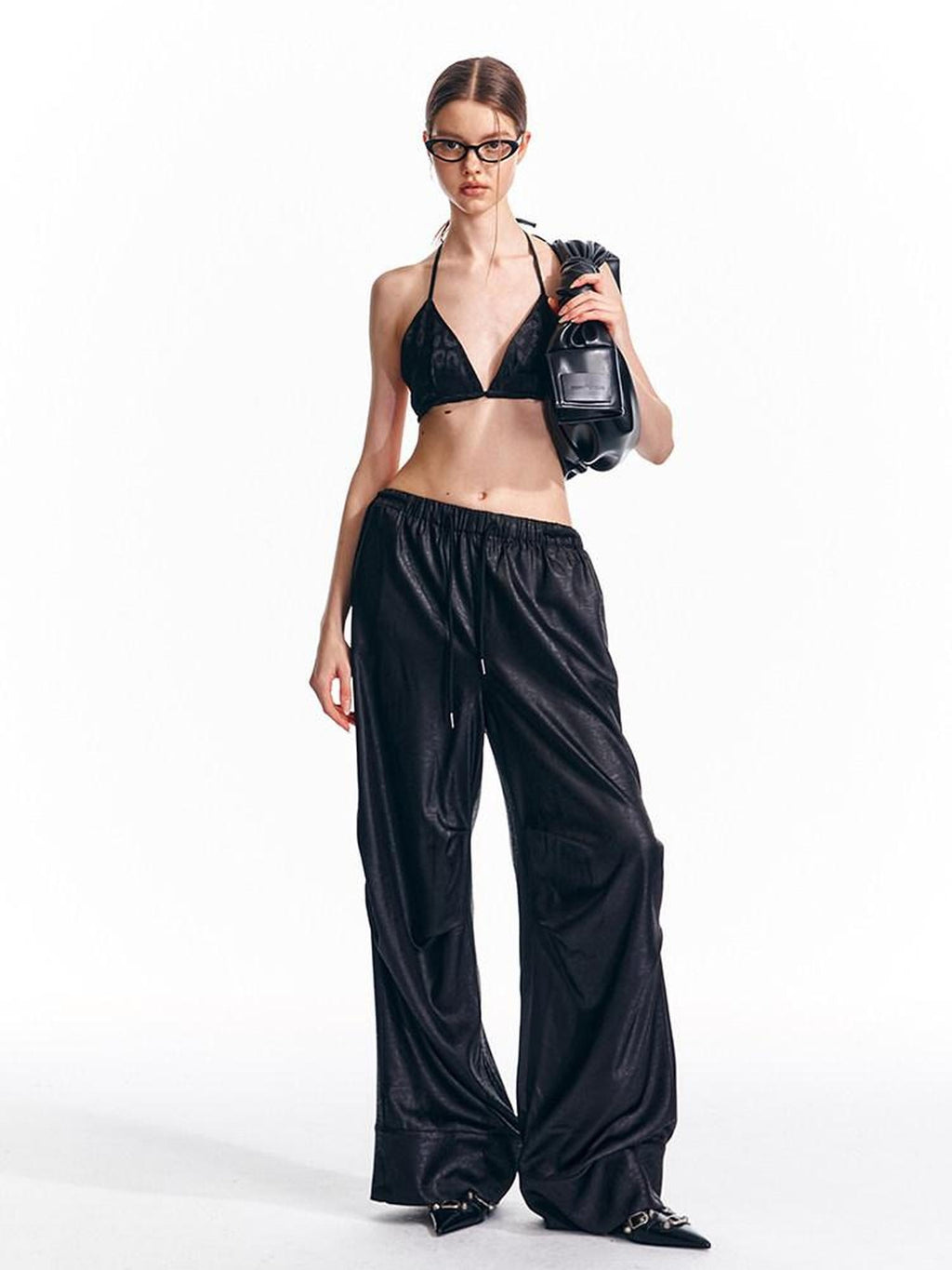 ALINNVSTUDIO Minimalist Original Straight Silhouette Natural Waist Black White Wide Leg Pants