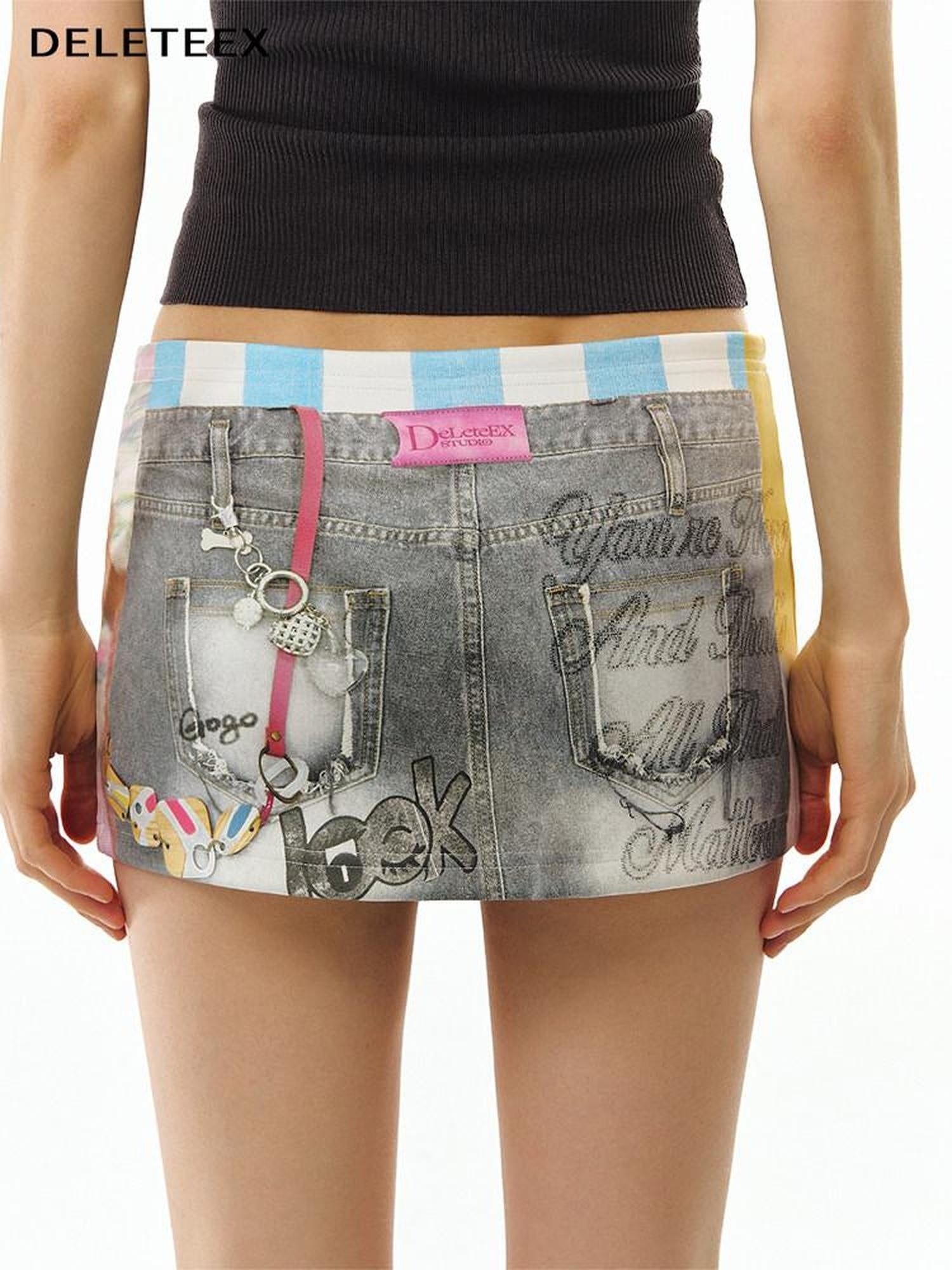 DeleteEx Low Rise Printed Bodycon H Shape Slim Fit Women Stretch Mini Skirts