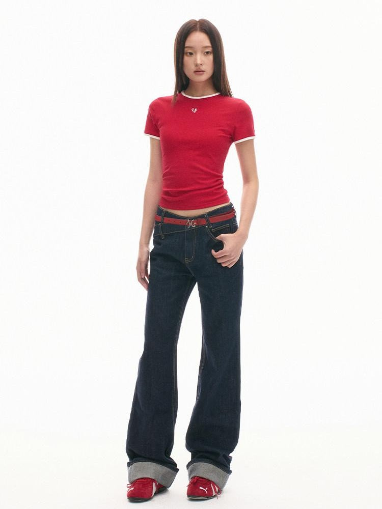 NAWSNOTAWEAR Mars Red Pure Cotton Slim Fit Sexy Chic Crew Neck Women Short Sleeve T-Shirts