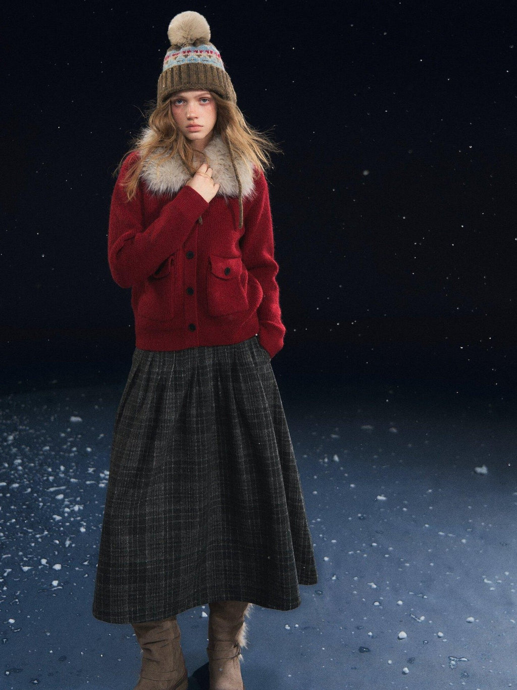 SOMESOWE Plaid Patchwork Oversized Jacket Loose Button Front Women Top & Skirt Sets