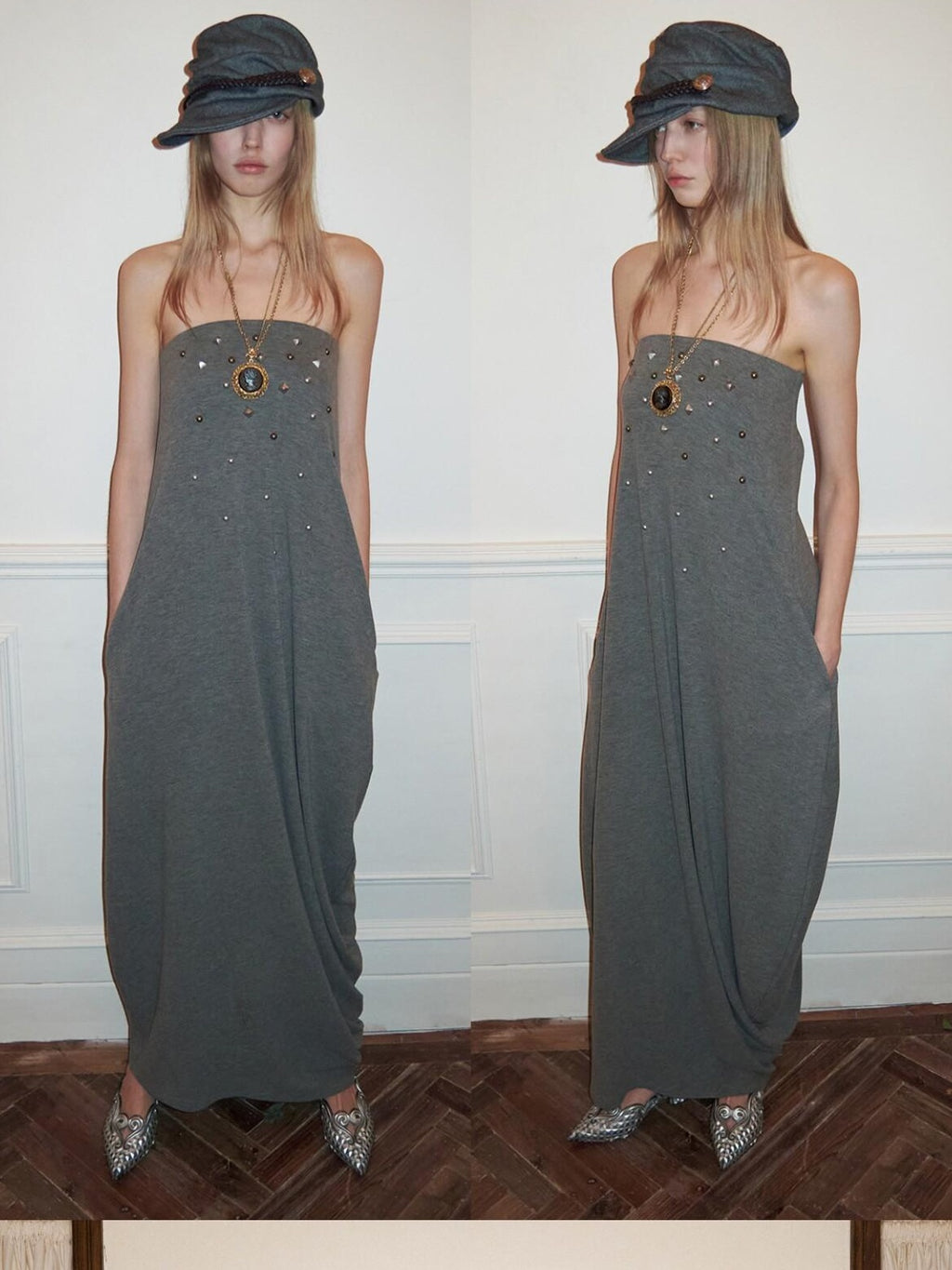 1JINN STUDIO Viscose Blend Vintage Sleeveless Loose Bubble Skirt Casual Maxi Dresses