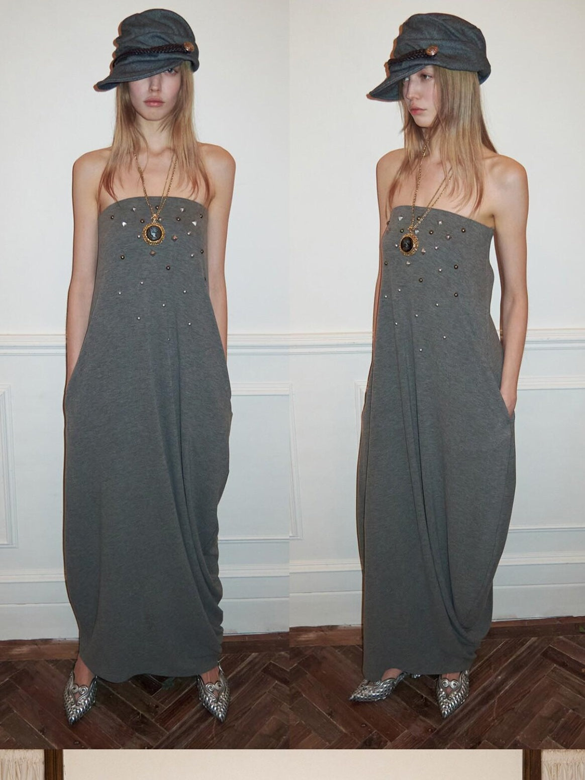 1JINN STUDIO Viscose Blend Vintage Sleeveless Loose Bubble Skirt Casual Maxi Dresses